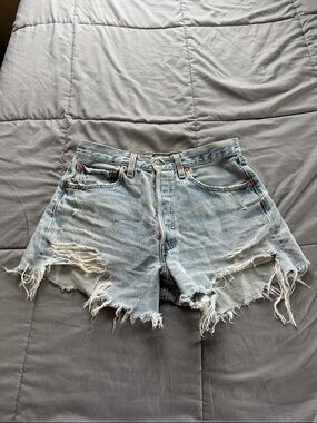 Levi's Light Blue Distressed Cutoff Denim Shorts